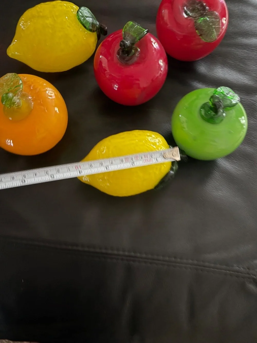 Vintage 6 Large Pieces Murano Style Hand Blown Glass Fruits & Vegetables Decor